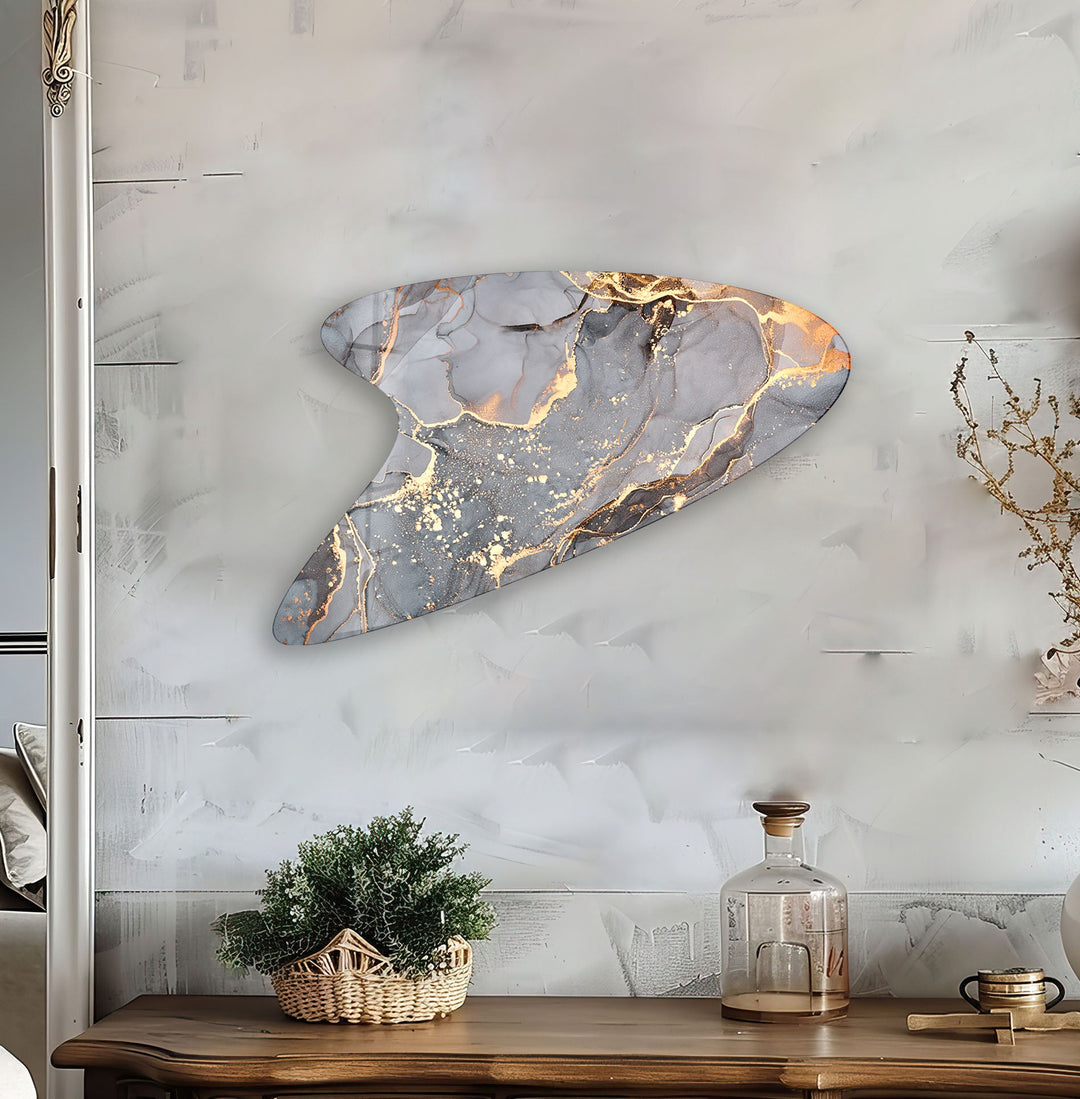 Gray Alcohol Ink Irregular Glass Wall Art, art glass wall art, glass wall art pictures
