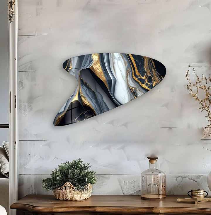 Gold Marble Modern Glass Wall Art, glass photo prints, glass picture prints
