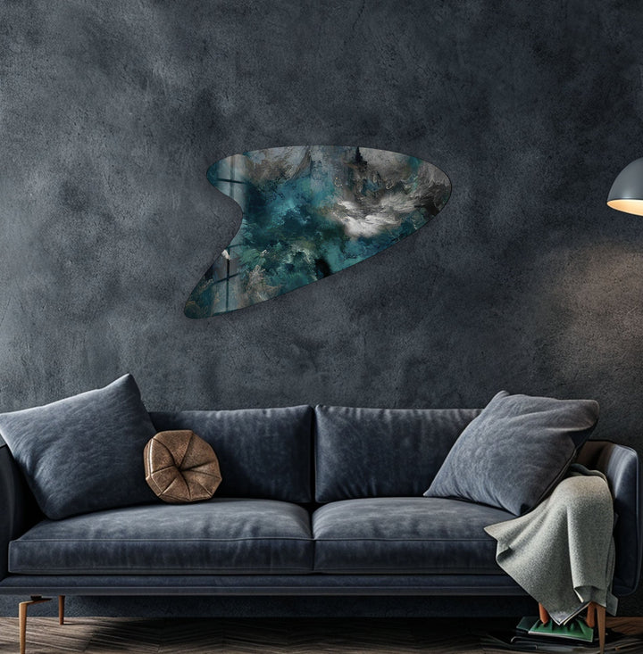 Green Abstarct Irregular Glass Wall Art, Glass Printing Wall Art, Print photos on glass
