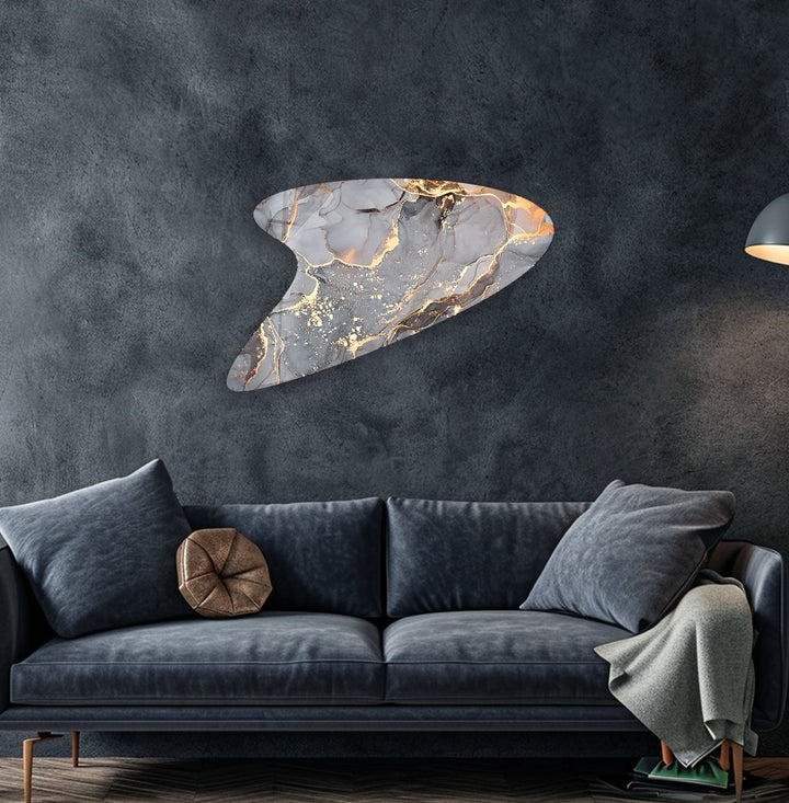Gray Alcohol Ink Irregular Glass Wall Art, glass art painting, glass art for the Wall
