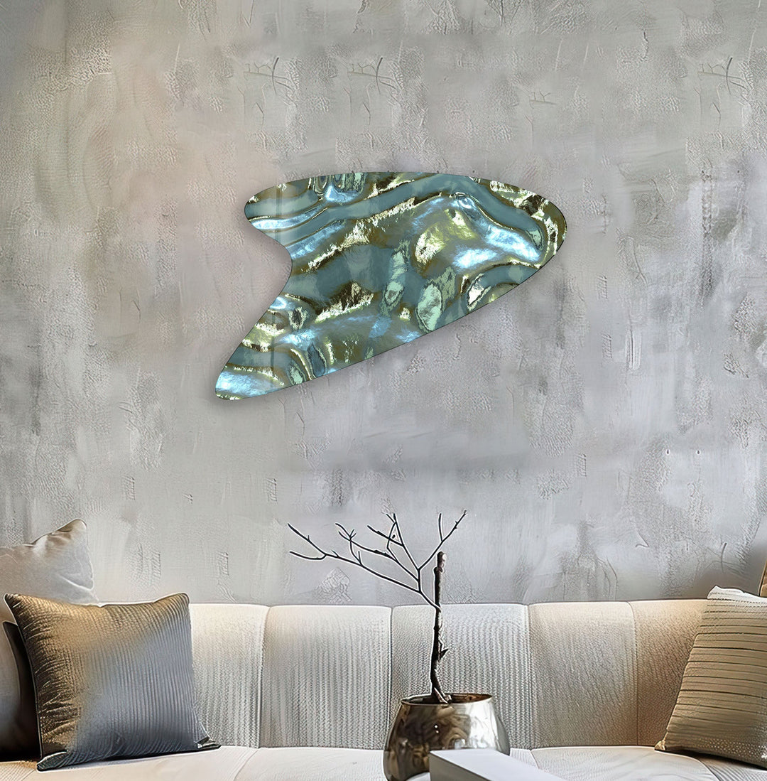 Green Abstract Irregular Glass Wall Art, glass pictures for Wall, glass prints wall art
