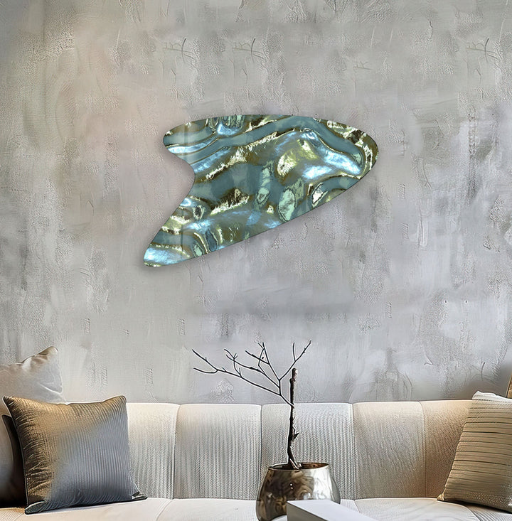 Green Abstract Irregular Glass Wall Art, glass pictures for Wall, glass prints wall art
