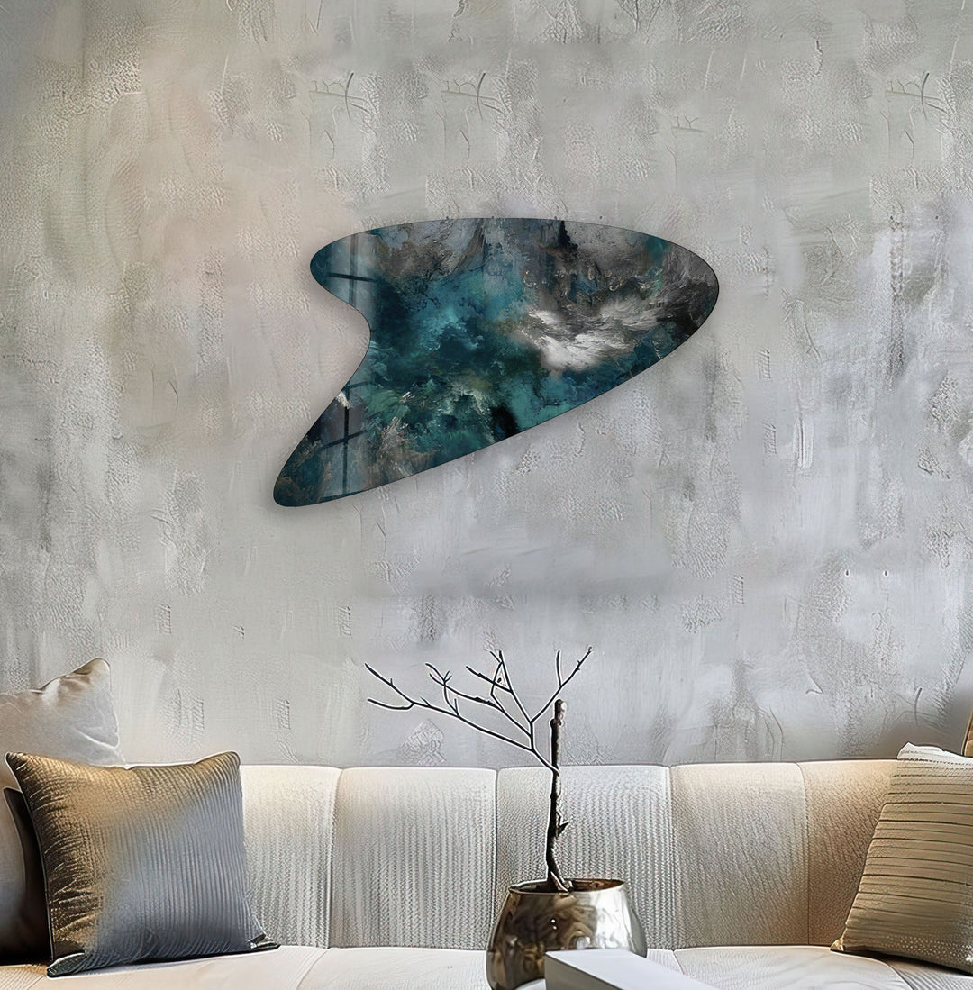Green Abstarct Irregular Glass Wall Art, glass image printing, glass prints from photos
