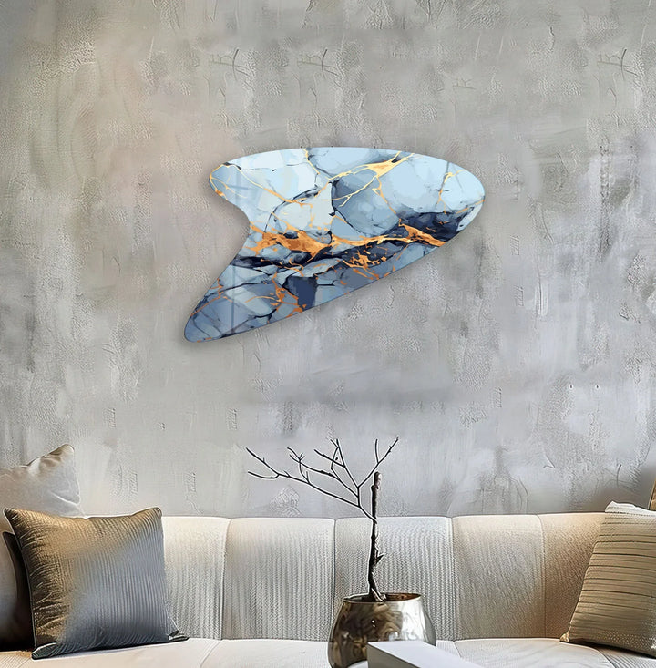 Blue & Gold Marble Modern Glass Wall Art, art glass wall art, glass wall art pictures
