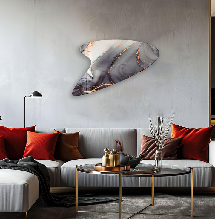 Modern Grey Alcohol Ink Glass Wall Art, glass photo prints, glass picture prints
