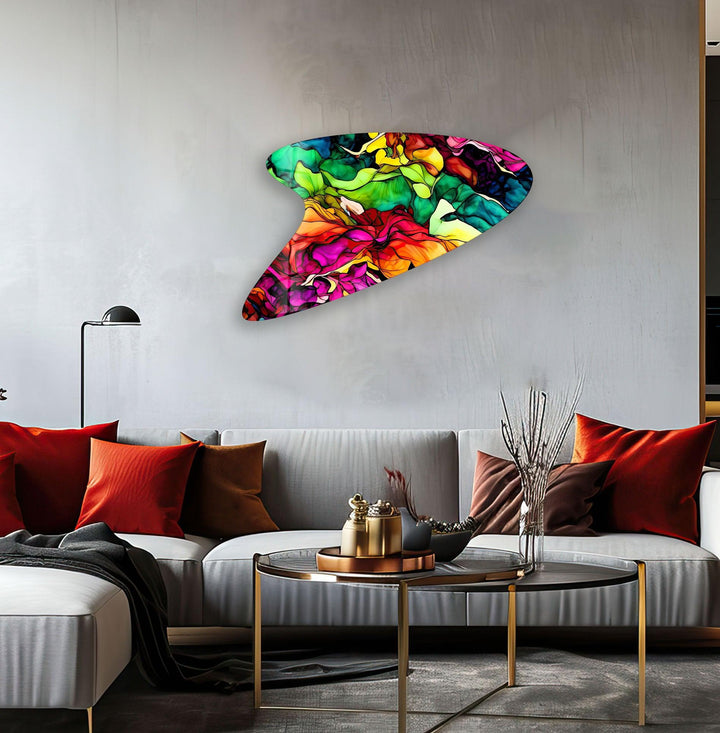 Fuchsia Watercolor Irregular Glass Wall Art, glass pictures for Wall, glass prints wall art
