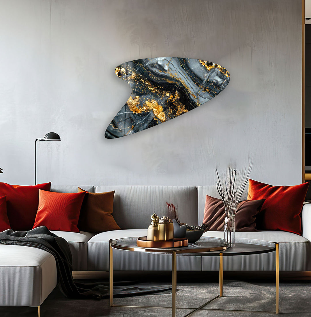 Modern Gold Marble Glass Wall Art, glass photo prints, glass picture prints
