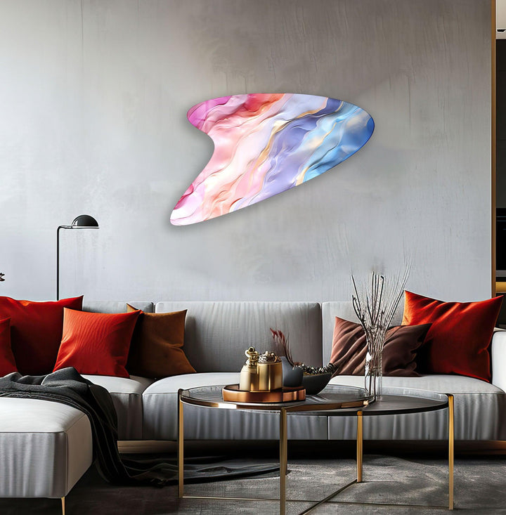 Modern Pink Abstract Glass Wall Art, glass pictures for Wall, glass prints wall art
