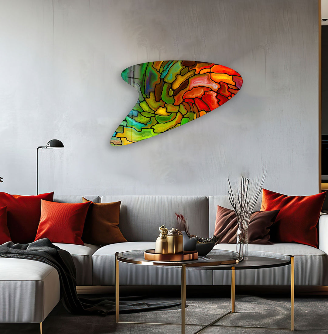 Green Stained Modern Irregular Glass Wall Art, stained glass wall art, stained glass wall decor
