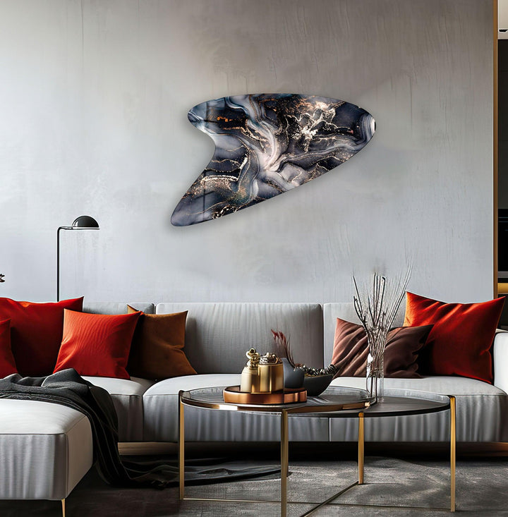 Black Abstract Irregular Glass Wall Art, glass image printing, glass prints from photos
