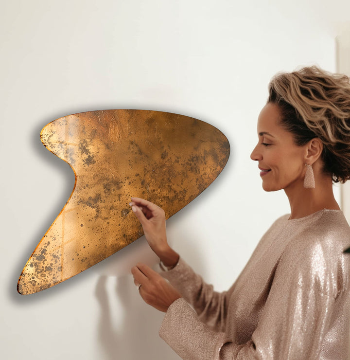 Copper Color Print Irregular Glass Wall Art, picture on glass wall art, photos printed on glass
