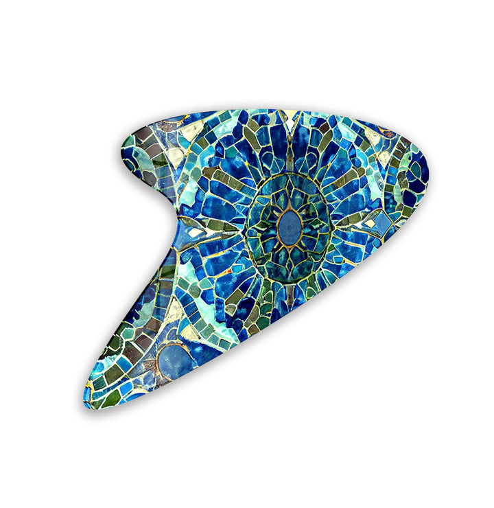 Modern Blue Mosaic Glass Wall Art, photo print on glass, prints on glass wall art

