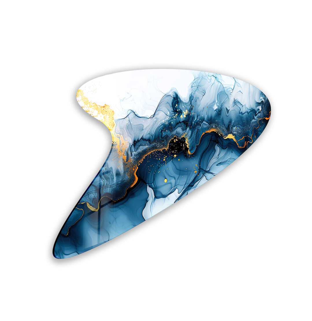 Modern Dark Blue Alcohol Ink Glass Wall Art, photo print on glass, prints on glass wall art
