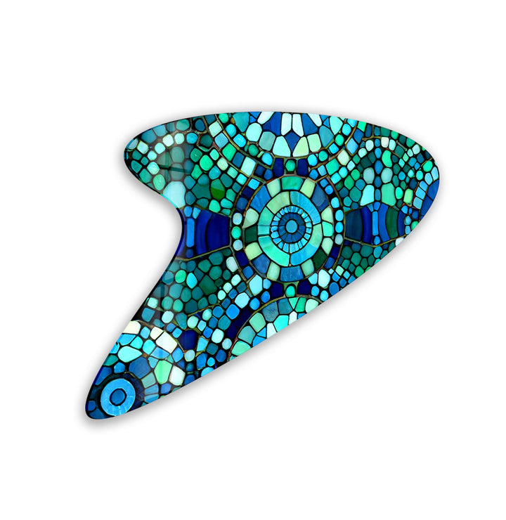 Blue Mosaic Modern Glass Wall Art, glass image printing, glass prints from photos
