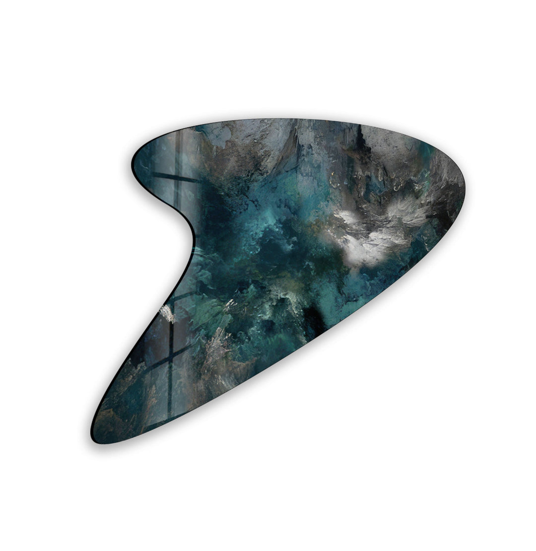 Green Abstarct Irregular Glass Wall Art, photo print on glass, prints on glass wall art
