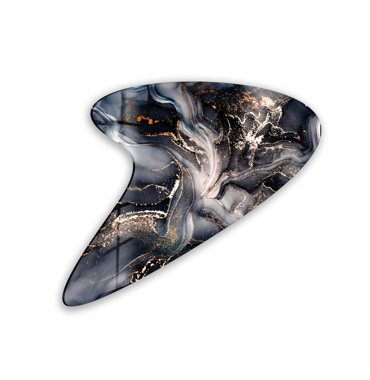 Black Abstract Irregular Glass Wall Art, glass pictures for Wall, glass prints wall art
