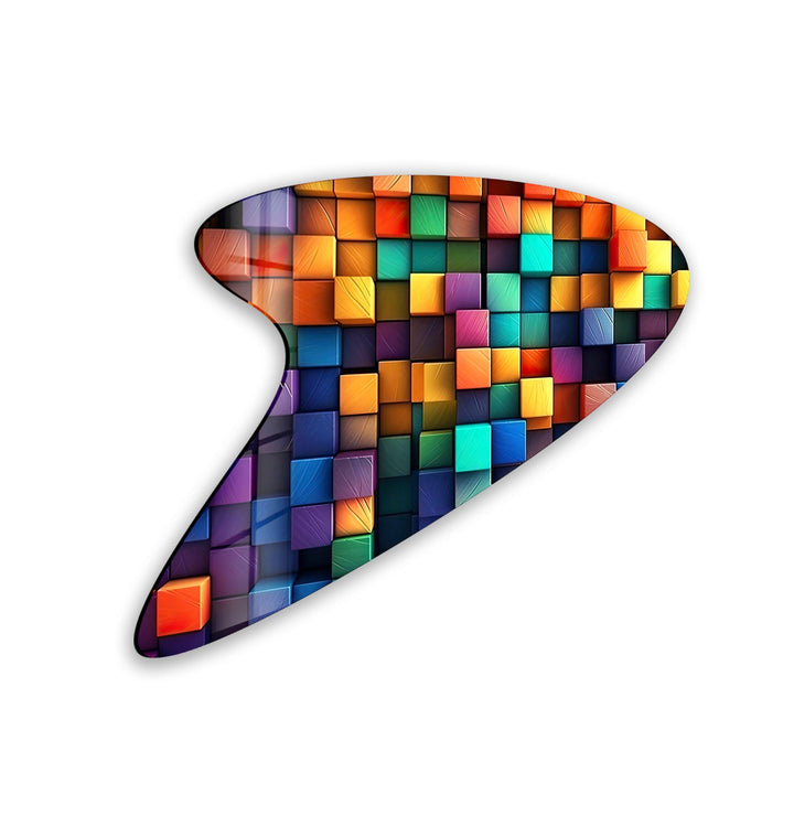 Colorful Cubes Irregular Glass Wall Art, art glass wall art, glass wall art pictures

