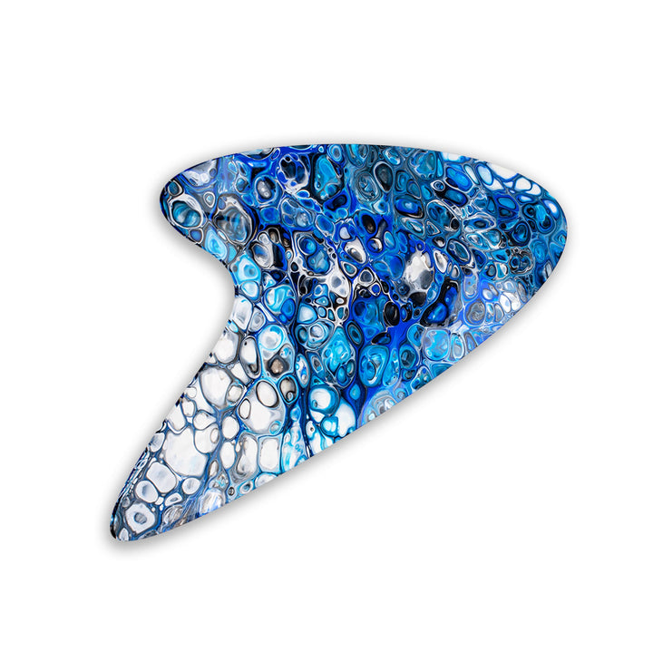 Modern Blue Marbled Glass Wall Art, photo print on glass, prints on glass wall art
