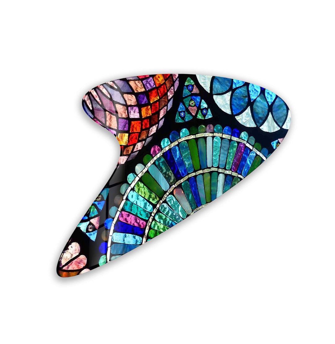 Blue Mosaic Modern Irregular Glass Wall Art, large glass photo prints, glass wall photos
