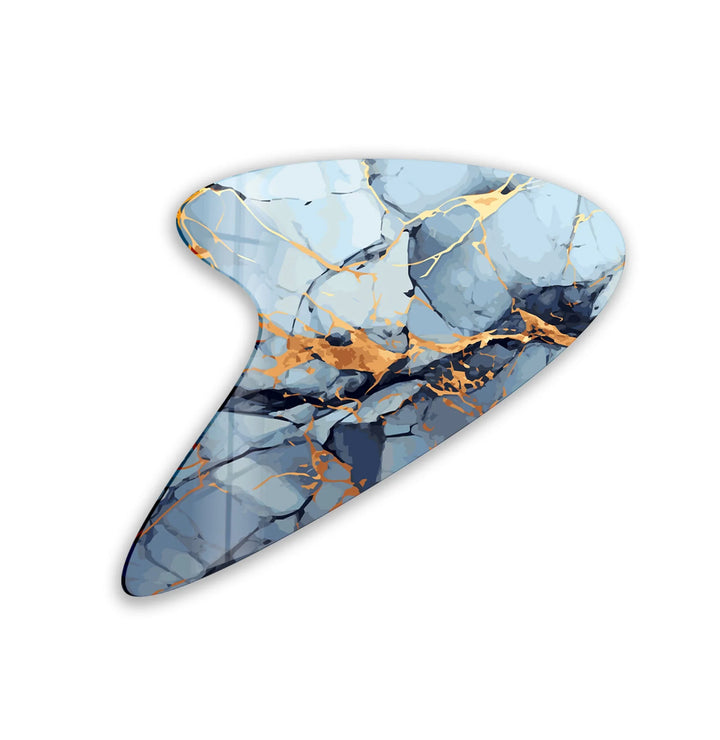 Blue & Gold Marble Modern Glass Wall Art, glass photo prints, glass picture prints
