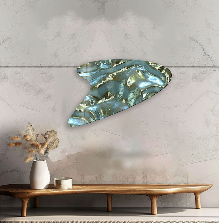 Green Abstract Irregular Glass Wall Art, large glass photo prints, glass wall photos
