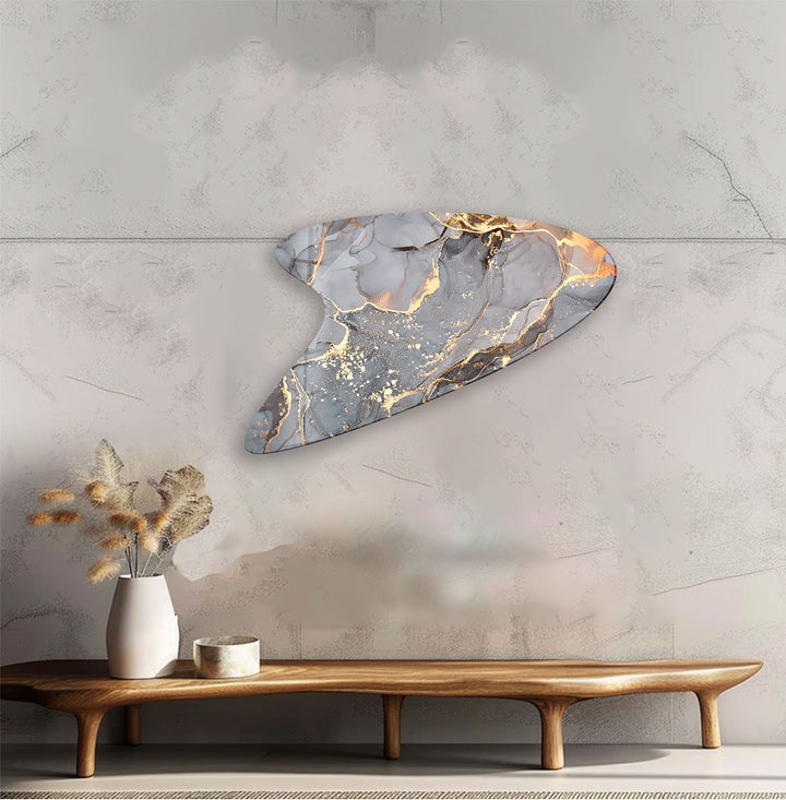 Gray Alcohol Ink Irregular Glass Wall Art, Glass Printing Wall Art, Print photos on glass
