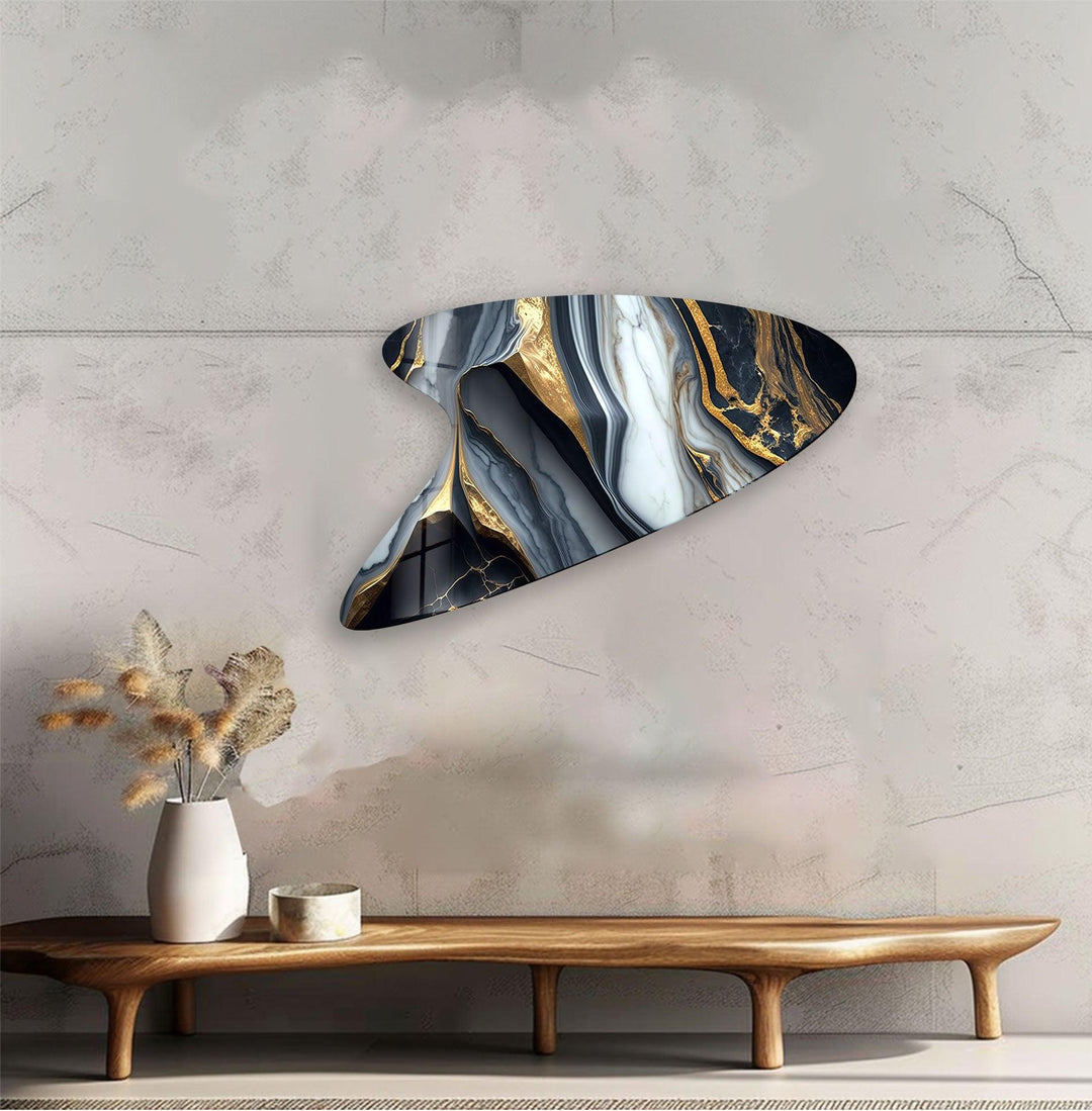 Gold Marble Modern Glass Wall Art, Glass Printing Wall Art, Print photos on glass

