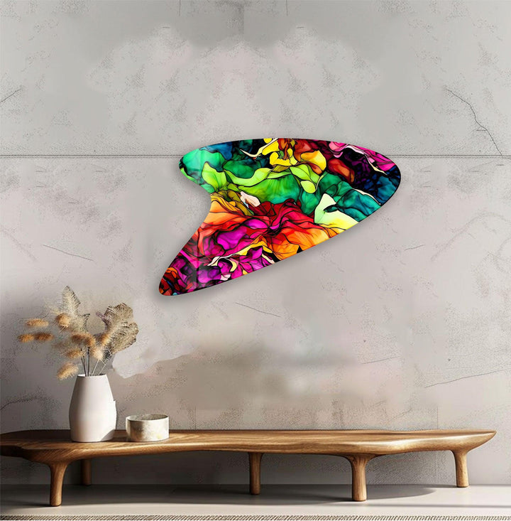 Fuchsia Watercolor Irregular Glass Wall Art, large glass photo prints, glass wall photos

