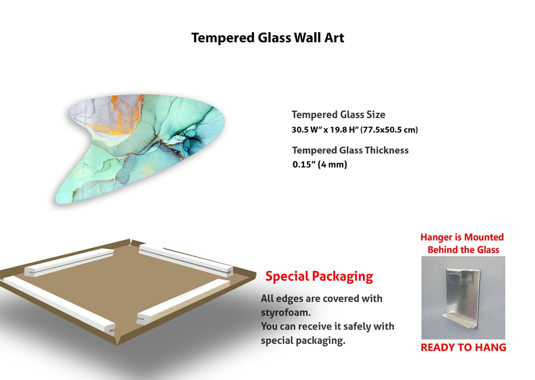 Vivid Turquoise Marble Glass Wall Art, custom glass pictures, glass art prints

