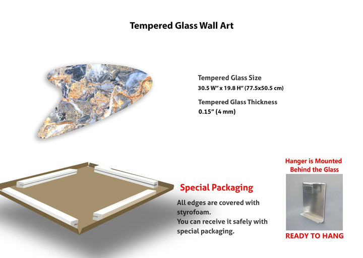 Blue Marble Modern Glass Wall Art, Glass Printing Wall Art, Print photos on glass
