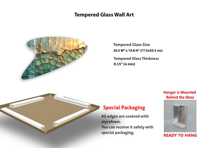Green Oil Painting Irregular Glass Wall Art, photo print on glass, prints on glass wall art
