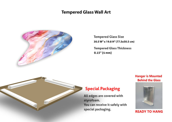 Modern Pink Abstract Glass Wall Art, custom glass pictures, glass art prints
