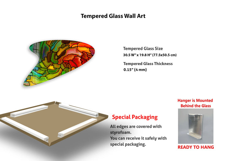 Green Stained Modern Irregular Glass Wall Art, glass pictures for Wall, glass prints wall art
