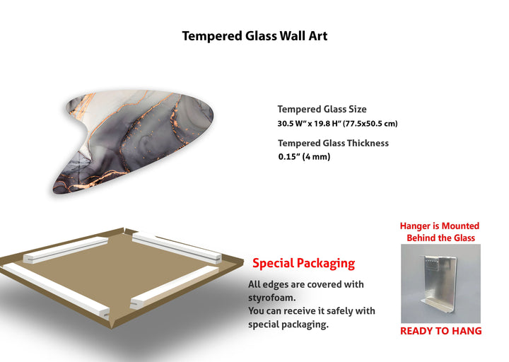 Modern Grey Alcohol Ink Glass Wall Art, photo print on glass, prints on glass wall art

