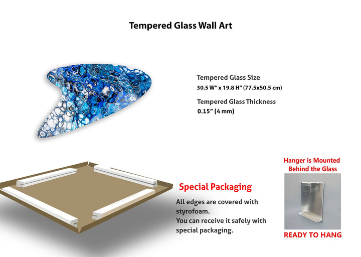 Modern Blue Marbled Glass Wall Art, art glass wall art, glass wall art pictures
