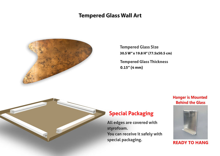 Copper Color Print Irregular Glass Wall Art, Glass Printing Wall Art, Print photos on glass
