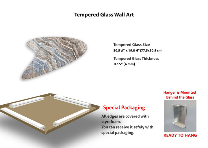 Blue & Beige Marble Irregular Glass Wall Art, art glass wall art, glass wall art pictures
