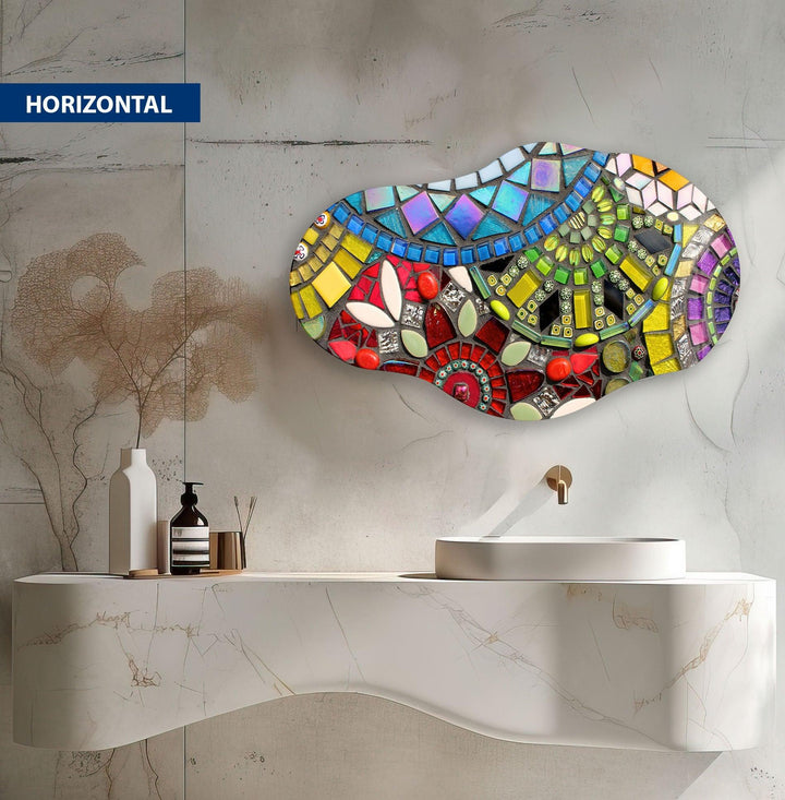 Irregular Oval Colored Stained Glass Wall Art art glass wall art, glass wall art pictures