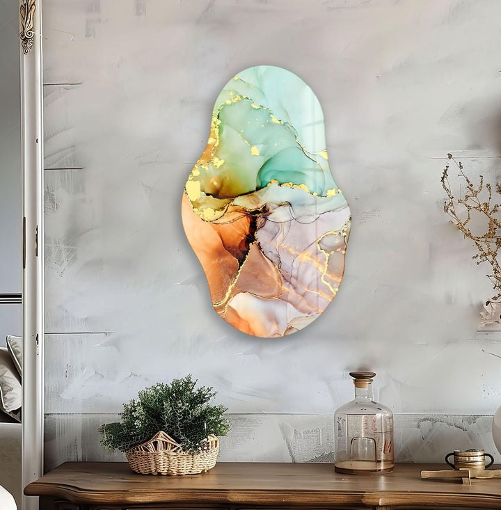 Colored With Gold Accents Stained Glass Wall Art stained glass wall art, stained glass wall decor
