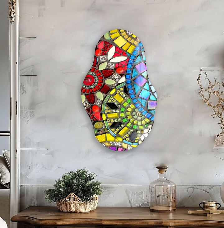 Irregular Oval Colored Stained Glass Wall Art