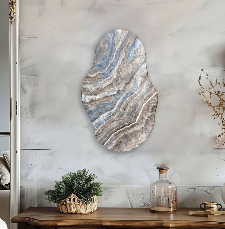 Modern Gray And Blue Marble Glass Wall Art custom glass photo prints, large glass prints
