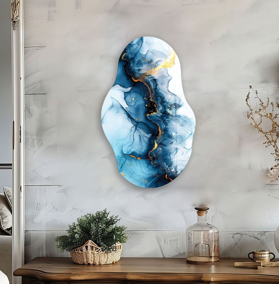 Blue Alcoholink Glass Wall Art custom glass photo prints, large glass prints