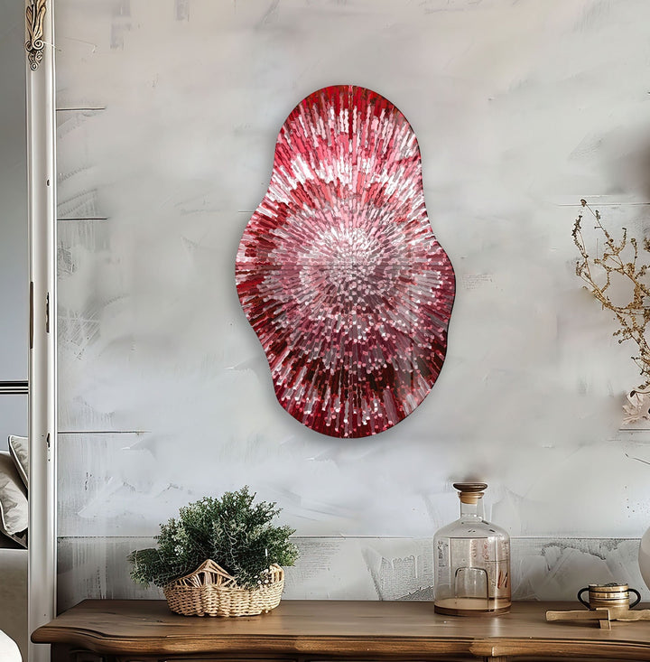Unregelmäßige ovale rote Buntglas-Wandkunst