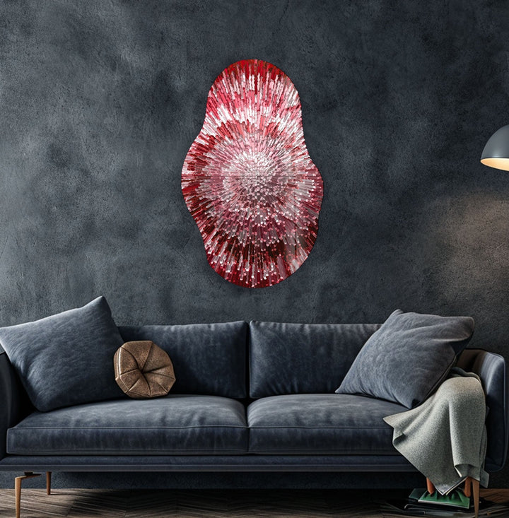 Unregelmäßige ovale rote Buntglas-Wandkunst