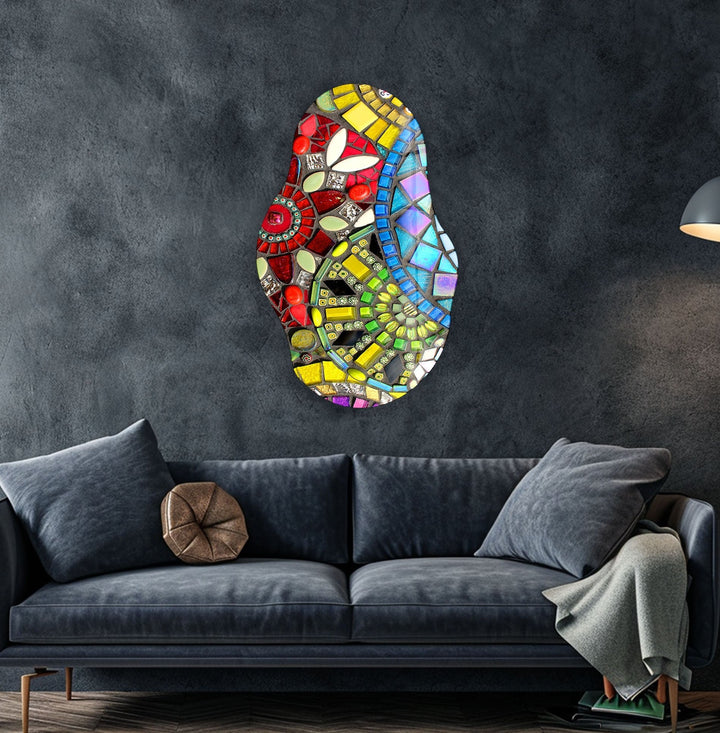 Irregular Oval Colored Stained Glass Wall Art  glass art painting, glass art for the Wall