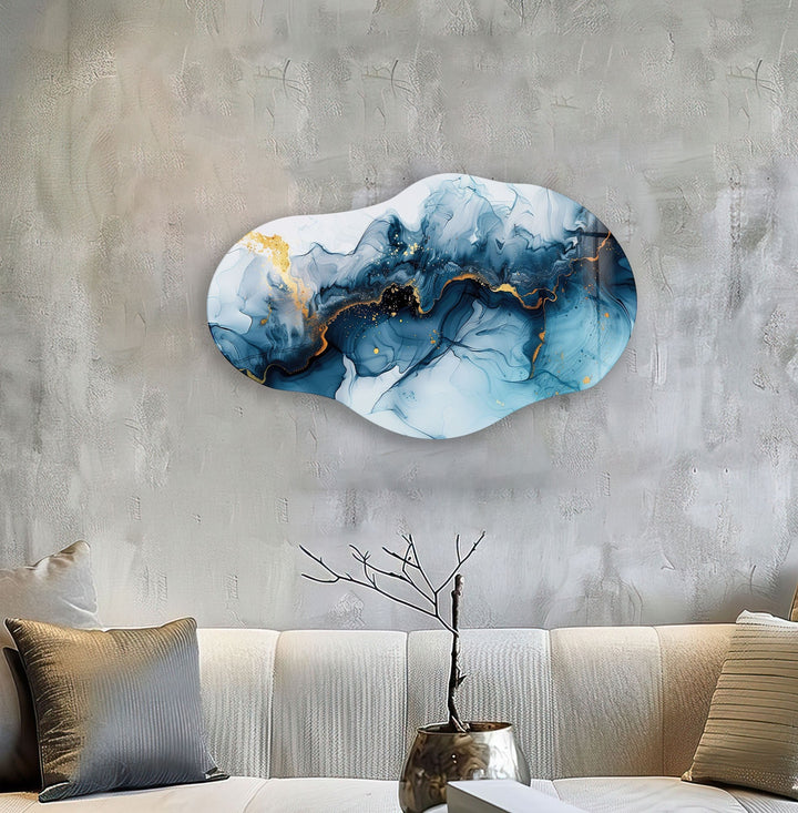 Blue Alcoholink Glass Wall Art glass pictures for Wall, glass prints wall art

