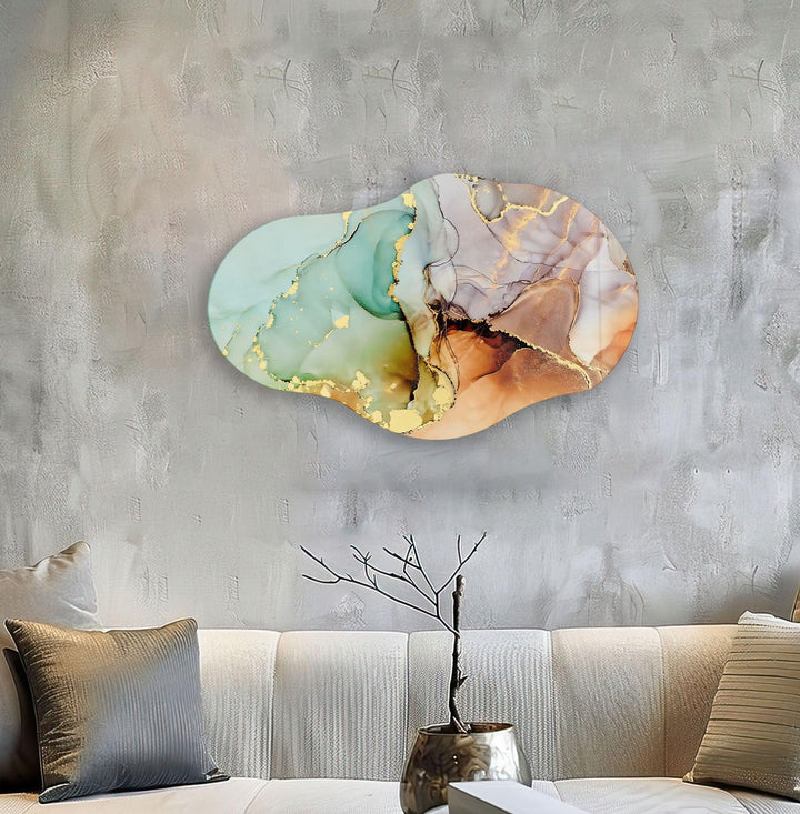 Colored With Gold Accents Stained Glass Wall Art Glass Printing Wall Art, Print photos on glass
