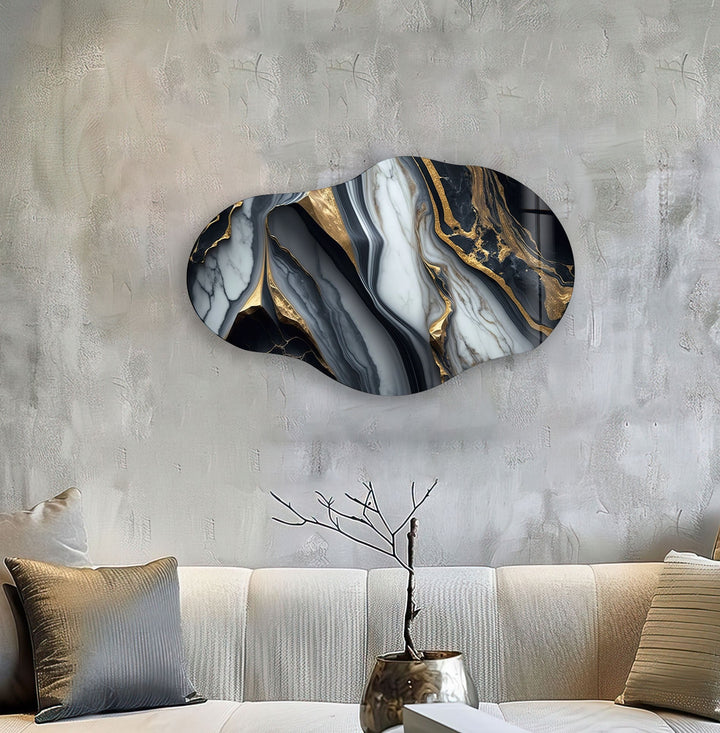 Gold Details Black Glass Wall Art glass photo prints, glass picture prints

