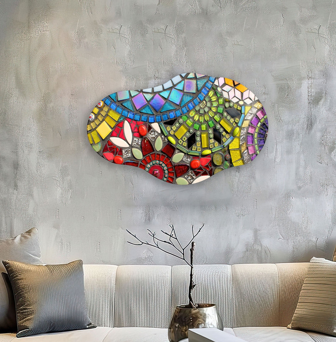 Irregular Oval Colored Stained Glass Wall Art stained glass wall art, stained glass wall decor
