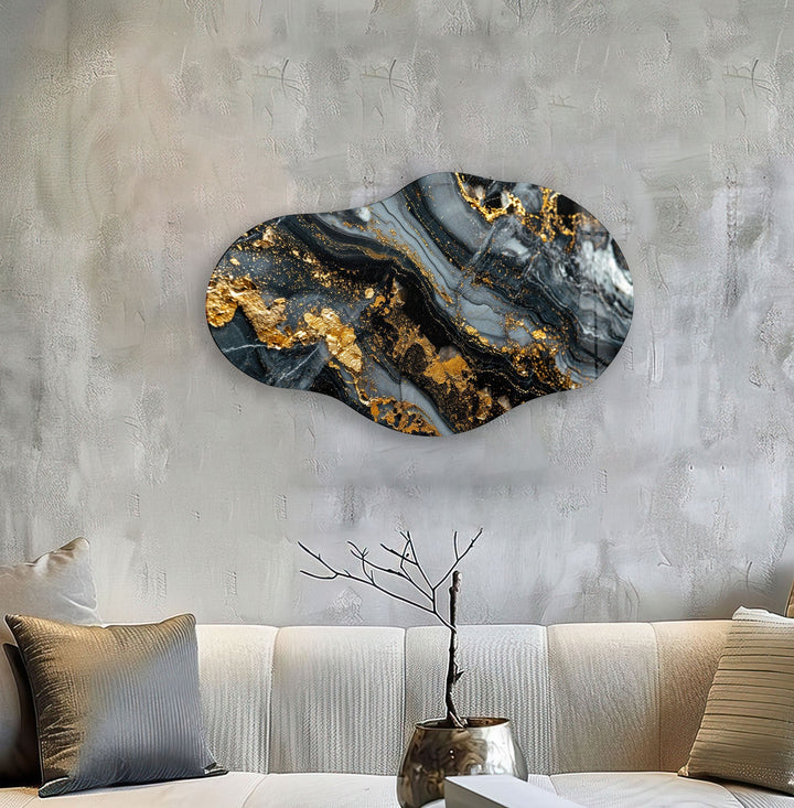 Gold Details Glass Wall Art Glass Printing Wall Art, Print photos on glass
